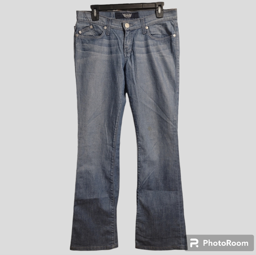 ROCK & REPUBLIC Kasandra Jeans Womens Sz 29 Blue Low Rise Boot Cut Whiskered